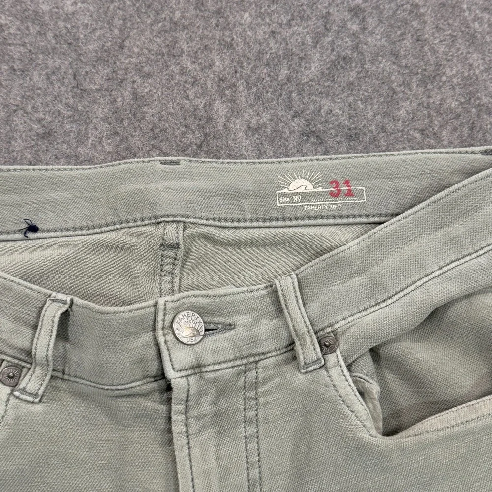 Faherty Brand Faded Olive Green Stretch Terry 5-Pocket Pants Men's Size 31x27